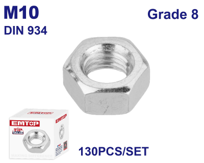 Tuerca M10 G8 Din934 130Uni Emtop Emmv1510A