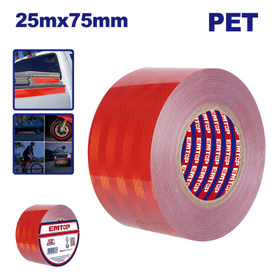 Cinta Reflectiva Roja 75Mm X 25Mt Emtop Empn5H52