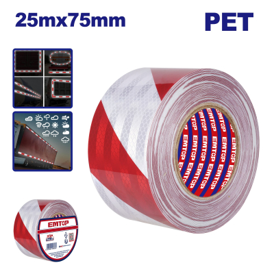 Cinta Reflectiva Diagonal Roja-Blanca 75Mm X 25Mt Emtop Empn5H53