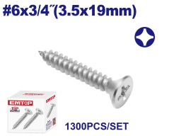 Tornillo C/Frez Zinc Bco #6X3/4(3.5X19Mm) Emtop Emxsc513 Min 1300Uni