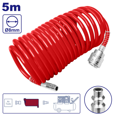 Manguera Espiralda Pu 5M 5X8Mm Acople Usa Emtop Ulahe0501