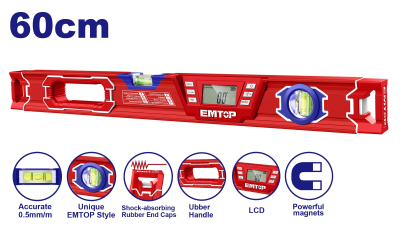 Nivel Digital 60Cm C/Iman 360º (4*90º) Precision +- 0,2º Emtop Emtop Esll46001