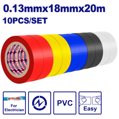 Cinta Aisladora Pvc Pack X 10U. 5 Cols 18Mmx20Mts 0,13Mm Emtop Empn1013
