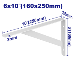 Mensula Reforz Blanca 25X16Cm 3Mm 6 Aguj 100Kf/Par Emtop Emzj3325