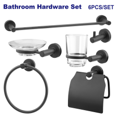 Set 6 Acces.premium Negro Mate P/Baño Ac.inox-Alloy Alum Zinc Emtop Emzg1517