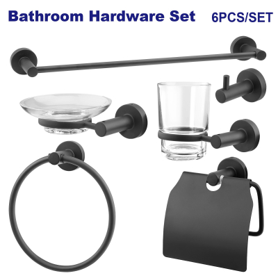 Set 6 Acces.premium Negro Mate P/Baño Ac.inox-Alloy Alum Zinc Emtop Emzg1517