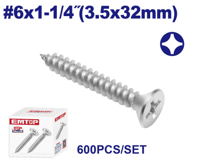 Tornillo Autoperforante Cab Frez 6X1.1/4 Pulg (3.5X32Mm) Z Bco 600 Uni Emtop Emxsc515