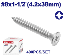 Tornillo Autoperforante Cab Frez 8X1.1/2 Pulg (4.2X38Mm) Z Bco 400 Uni Emtop Emxsc536