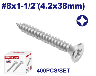 Tornillo Autoperforante Cab Frez 8X1.1/2 Pulg (4.2X38Mm) Z Bco 400 Uni Emtop Emxsc536