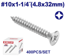 Tornillo Autoperforante Cab Frez 10X1.1/4 Pulg (4.8X32Mm) Z Bco 400 Uni Emtop Emxsc545