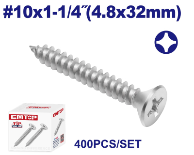 Tornillo Autoperforante Cab Frez 10X1.1/4 Pulg (4.8X32Mm) Z Bco 400 Uni Emtop Emxsc545