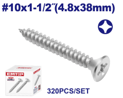 Tornillo Autoperforante Cab Frez 10X1.1/2 Pulg (4.8X38Mm) Z Bco 320 Uni Emtop Emxsc546