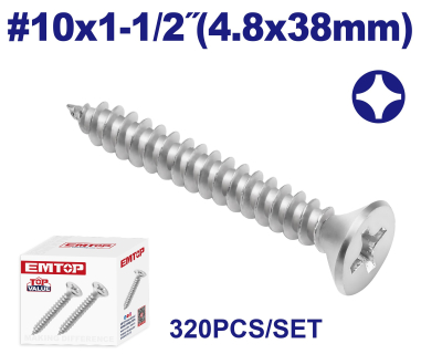 Tornillo Autoperforante Cab Frez 10X1.1/2 Pulg (4.8X38Mm) Z Bco 320 Uni Emtop Emxsc546