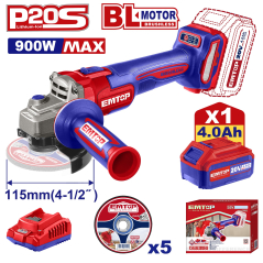 Amoladora 115Mm Bl 900W 20V 1 Bat 4Ah-Carg  Emtop Elag261521