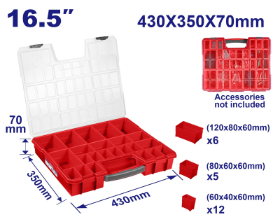 Organizador Plastico 16,5 Pulg 430X350X70Mm Top Value Emtop Emtb1611