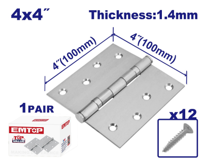 Bisagra Libro X 2 Unid Zinc 4X4 Pulg 1,4Mm C/Tor Emtop Emyd2540