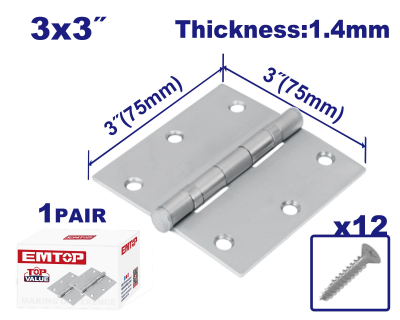 Bisagra Libro X 2 Unid Zinc 3X3 Pulg 1,4Mm C/Tor Emtop Emyd2530