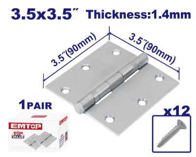 Bisagra Libro X 2 Unid Zinc 3,5X3,5 Pulg 1,4Mm C/Tor Emtop Emyd2535