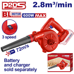 Soplador 20V 3V 600Wmax Emtop Elab2068