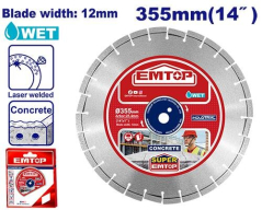 Disco Diamantado 355Mmx25,4Mm Seg 12Mm Esp.concreto Emtop Eddc033552