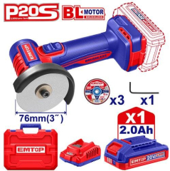 Mini Amoladora 3 Pulg Bl 20V 20000Rpm Emtop Elag207625