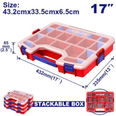 Organizador Plastico 432X335X65Mm Apilable C.divisiones Emtop Epbx1711