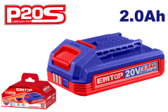 Bateria 20V 2Amp Lithium-Ion Emtop Ebpk20011