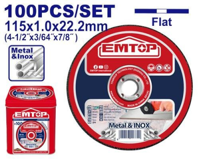 Disco Corte Extrafino 115X1 Ac-Inox Lata X 100U Super Emtop Eacd10115100