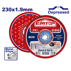 Disco De Corte Industrial Centro Deprimido 230X1,6 Metal/Inox Super Emtop Eacd192302