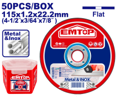 Disco De Corte 115X1,2 Metal/Inox Caja X 50Un Emtop Eacd211550