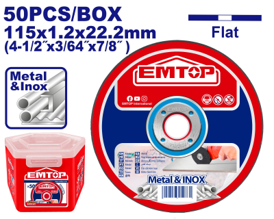 Disco De Corte 115X1,2 Metal/Inox Caja X 50Un Emtop Eacd211550