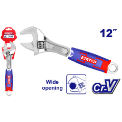 Llave Ajustable 12 Pul Apertura 41Mm Industrial Cr-V Emtop  Eawh131201