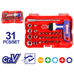 Set Destornillador 31Pz Cr-V Mango En T Crique Emtop Ebst03102