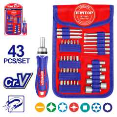 Set Destornillador 43Pz Cr-V Mango Crique Emtop Ebst04302