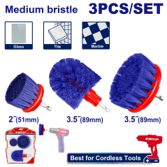 Juego 3 Cepillos Detailing Abrasivos Medium Vasta 1/4 Hex Emtop Industrial Ecbm0301