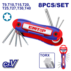 Juego De Llaves Torx Plegable Cuchilla Cr-V 8Pzs T9-T40 Emtop Ehky4083
