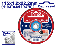 Disco De Corte C.deprimido 115X1,2 Metal/Inox Emtop Eacd121152