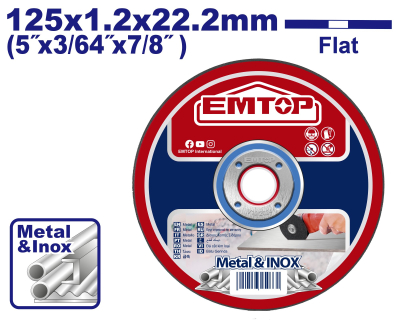 Disco De Corte 125Mm X 1,2Mm Emtop Eacd121251