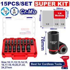Juego De 15 Tubos Alto Impacto Enc 1/2 Largos 10-27Mm Cr.mo Emtop Emssd12158L