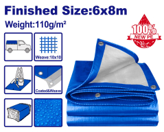 Lona Cobertora Con Ojales Alum 6X8Mt Poliet 110Grs Mallado Top Value Emtop Emtq1168