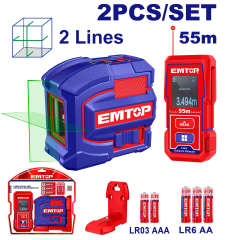 Set Nivel Laser Verde Y Medidor De Distancia Emtop Esle260403(*)