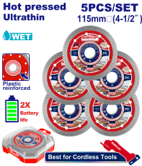 Set 5 Discos 115Mm Widia Ultra Fino Para Amoladora Inalambrica Emtop Eddc051158