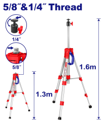 Tripode Aluminio 1,60Mt Rosca 5/8 Y 1/4 Emtop Etpd15003