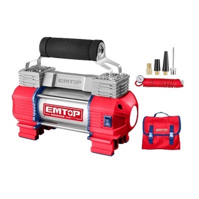 Compresor 12V 120Psi 4 Picos 3Mts C/3 Luces Emtop Eaac4501
