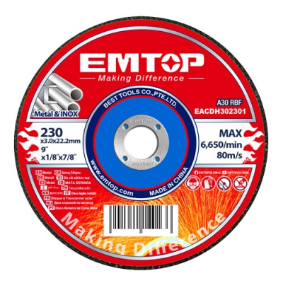Disco De Corte 230X3,2 Metal/Inox Emtop Eacdh302301