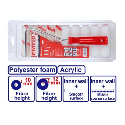 Set De Mini Rodillo 4Pulg C/10 Rpto (5 Poliest/5 Acrilico) Emtop Ecbh121001