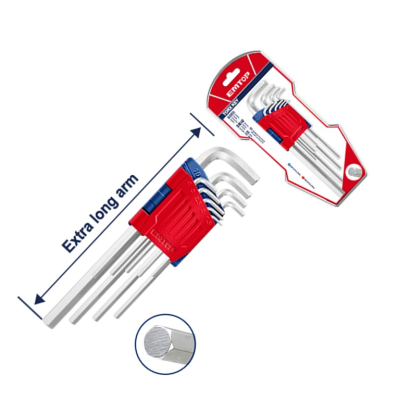 Juego De Llaves Allen Extralargas Cr-V 9Pzs 1,5-10Mm Emtop Ehky1092