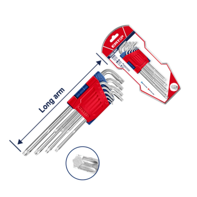 Juego De Llaves Torx Largas Industrial Cr-V 9Pzs T10-T50 Emtop Ehky3091