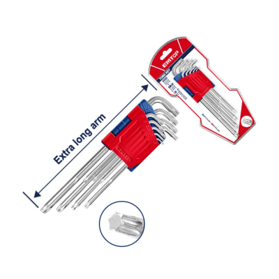 Juego De Llaves Torx Extralargas Industrial Cr-V 9Pzs T10-T50 Emtop Ehky3092