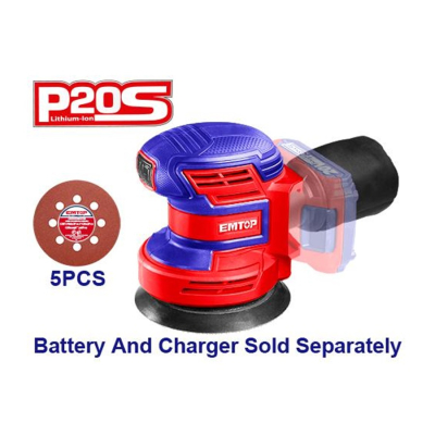 Lijadora Orbital Inalambrica 20V 125Mm Emtop Elps201250